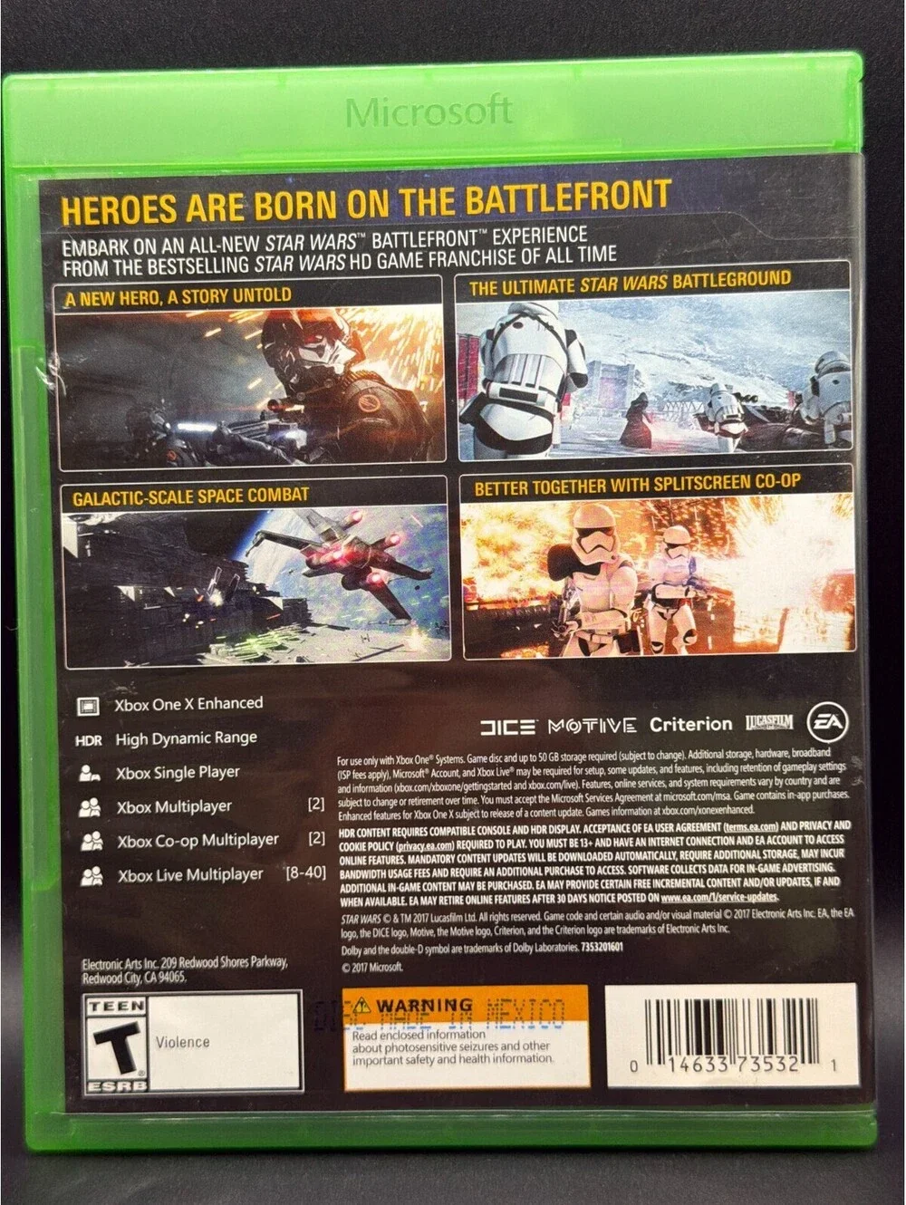 Star Wars Battlefront II (Microsoft Xbox One, 2017) Complete with Case & Disc –